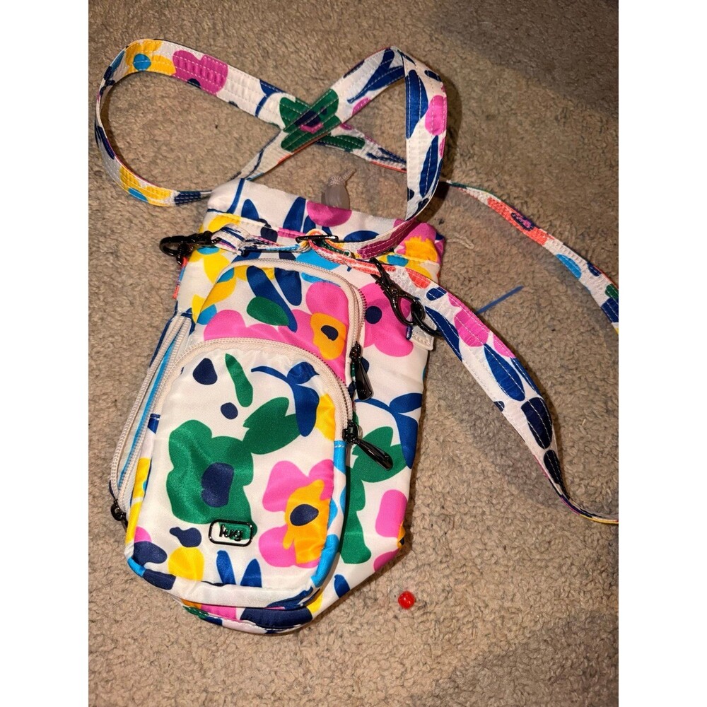 Lug water bottle holder bag crossbody color white rainbow